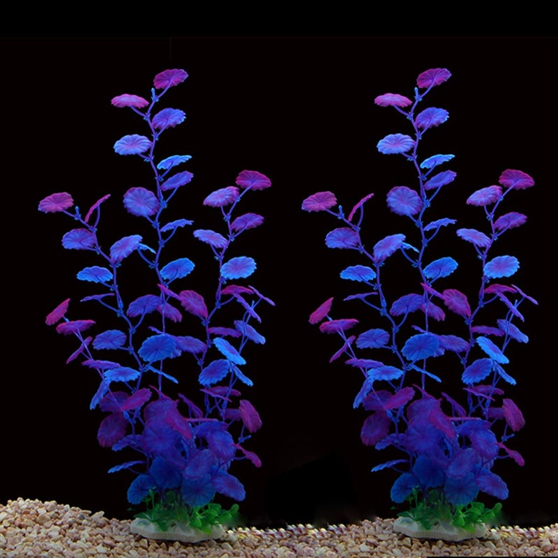 ALEGI 2Pcs Aquarium Decorations Artificial Plants for Fish Tank,12 inches,Safe for All Fish (AL68 Purple 2 Pcs) - Image 1